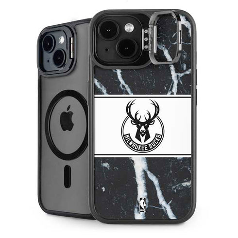 NBA Milwaukee Bucks Marble iPhone 15 Kickstand Case